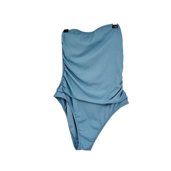 Shade & Shore Blue Strapless One Piece Swimsuit Size M NEW - Picture 1 of 4